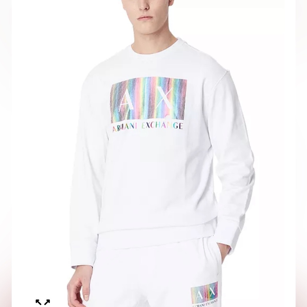 AX Armani Exchange: Men's Pride Rainbow Logo-Print Fleece Sweatshirt